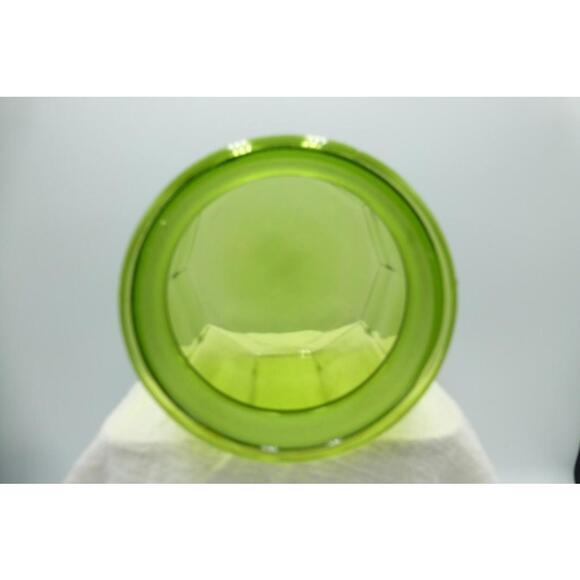 Vintage LE Smith 7.5" Green Glass 10 Paneled Canister Apothecary Jar w/Lid H1 - Picture 9 of 10